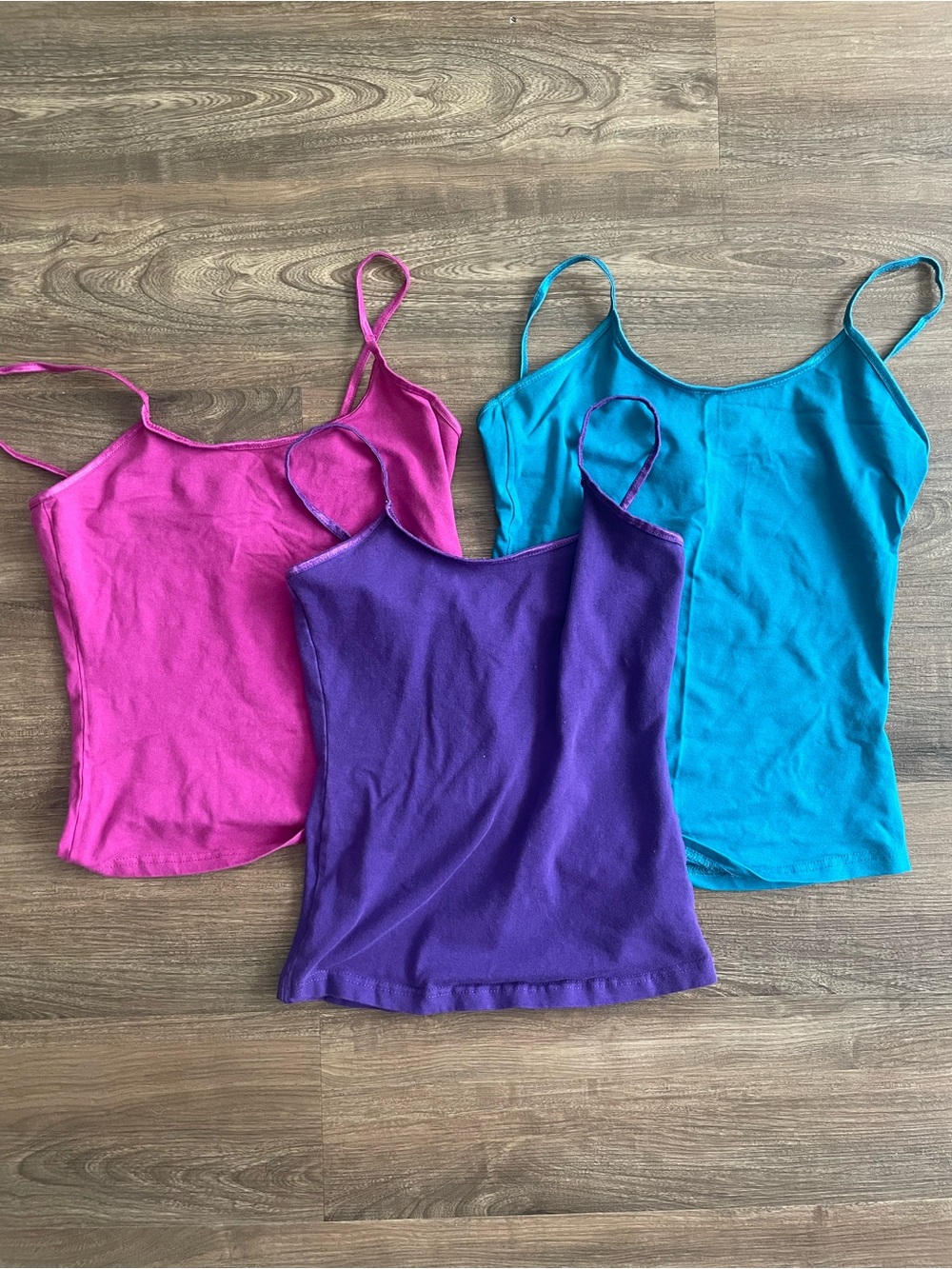 Vintage Y2K Forever 21 Spaghetti Strap Camisoles in Pink, Purple & Teal